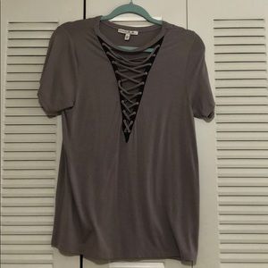 Express Deep V Criss Cross Top